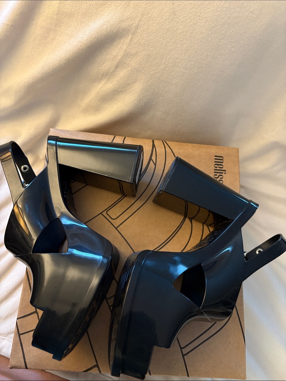 NWT Melissa Dance Slingback Platform Sandal in Black - Picture 11 of 14